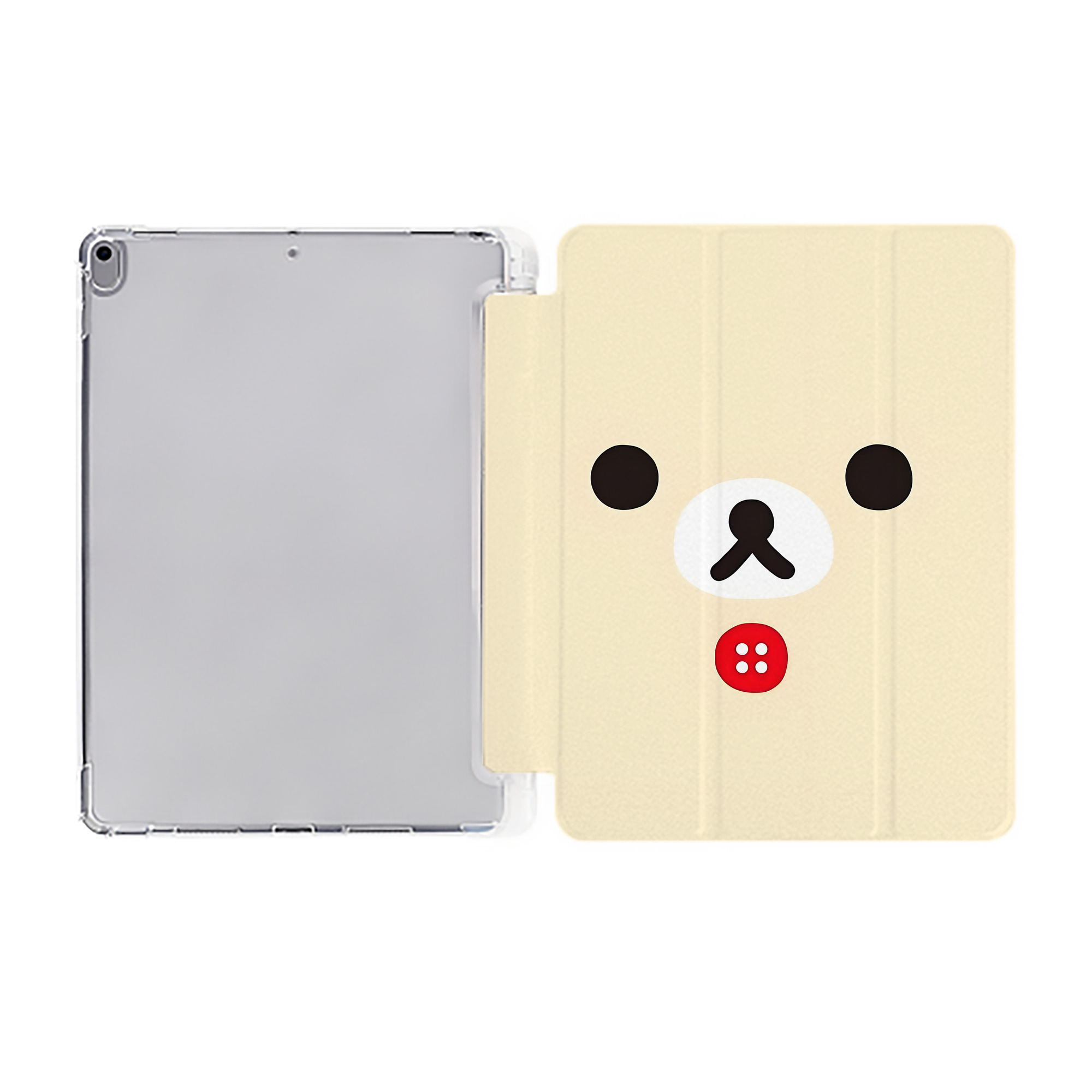 （画像用） リラックマ リラックマ キイロイトリ Rilakkuma Korilakkuma Kiiroitori IPad ケース ペン収納付き 三つ折りスタンド PUレザー×シリコン 対応機種9.5/10.5/10.9インチ
